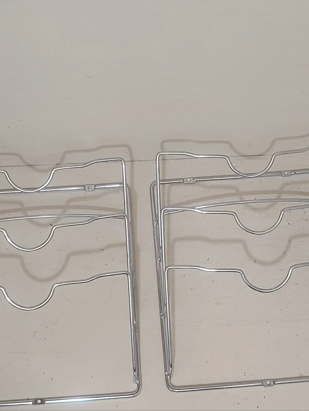 Chrome Metal Cabinet Door/Wall Mount Pot Lid Organizer Rack - Set Of 2